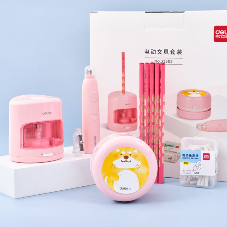 Deli Student Electric Stationery Set Desktop Cleaner/Electric Eraser/Electric Pencil Sharpener