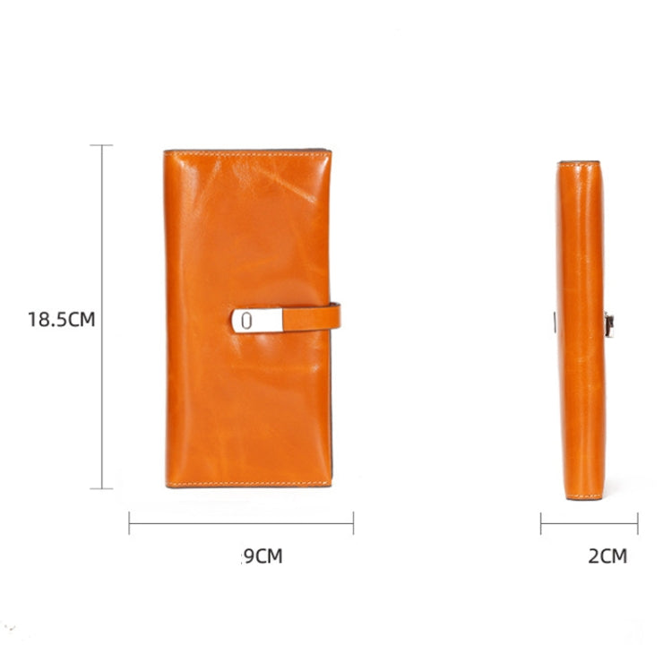 L1240-1 Women Clutch Bag Long Wallet First Layer Cowhide Multi-Card Mobile Phone Bag(Fuchsia)