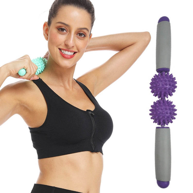 2 PCS 2-Ball Muscle Massage Relaxation Hedgehog Ball Yoga Stick Roller Stick