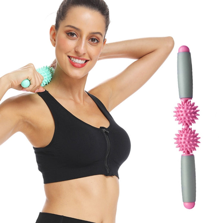 2 PCS 2-Ball Muscle Massage Relaxation Hedgehog Ball Yoga Stick Roller Stick