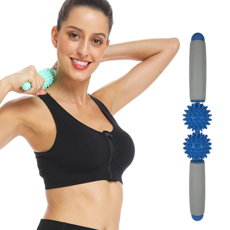 2 PCS 2-Ball Muscle Massage Relaxation Hedgehog Ball Yoga Stick Roller Stick