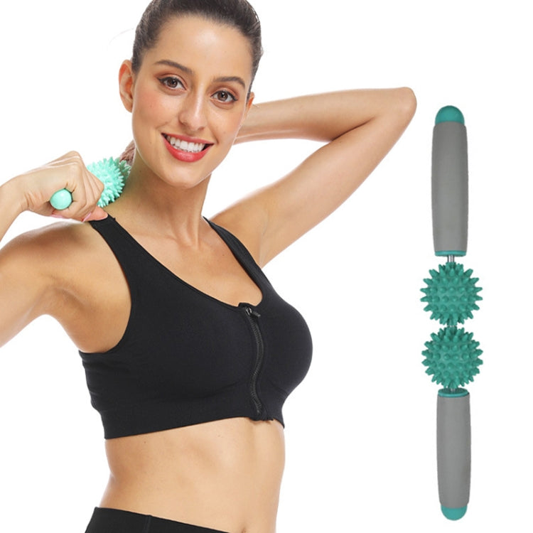 2 PCS 2-Ball Muscle Massage Relaxation Hedgehog Ball Yoga Stick Roller Stick