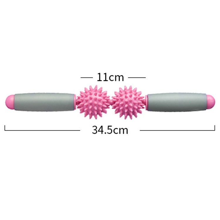 2 PCS 2-Ball Muscle Massage Relaxation Hedgehog Ball Yoga Stick Roller Stick