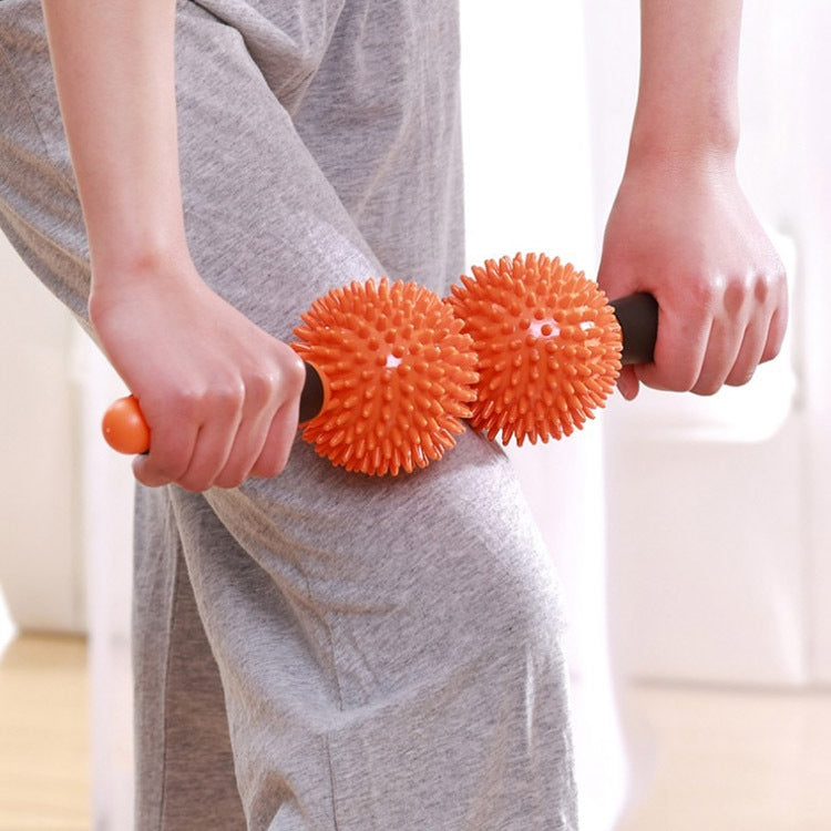 2 PCS 2-Ball Muscle Massage Relaxation Hedgehog Ball Yoga Stick Roller Stick