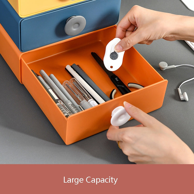 2 PCS Ring Drawer Type Desktop Storage Box Can Be Stacked Multifunctional Home Cosmetics Stationery Storage