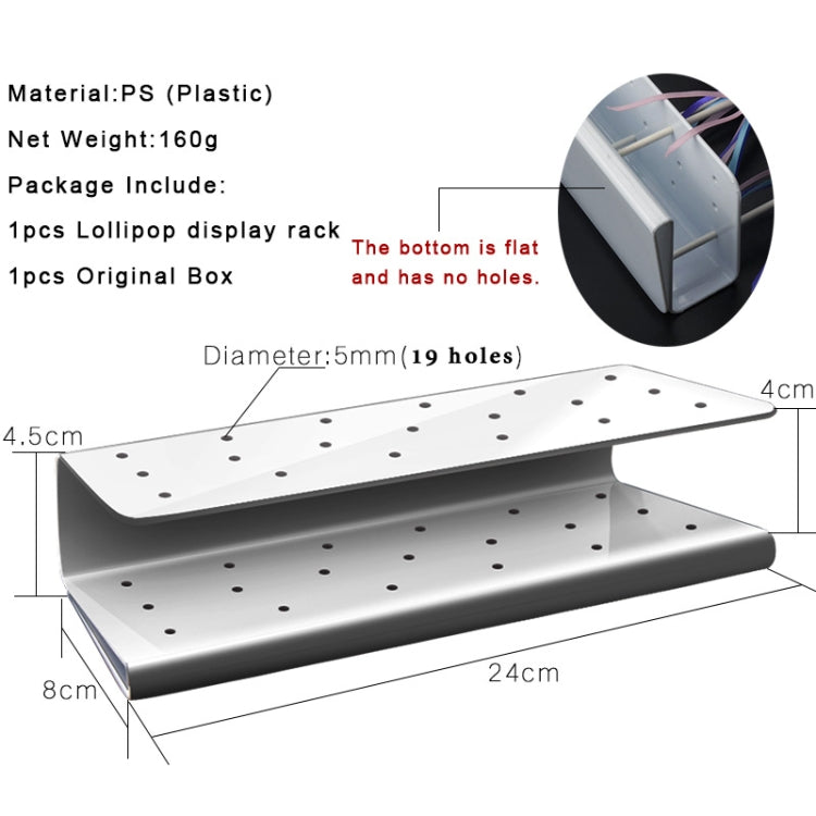 2 PCS S-Shaped 19-Hole Rectangular Lollipop Rack Display Stand Rack(White)