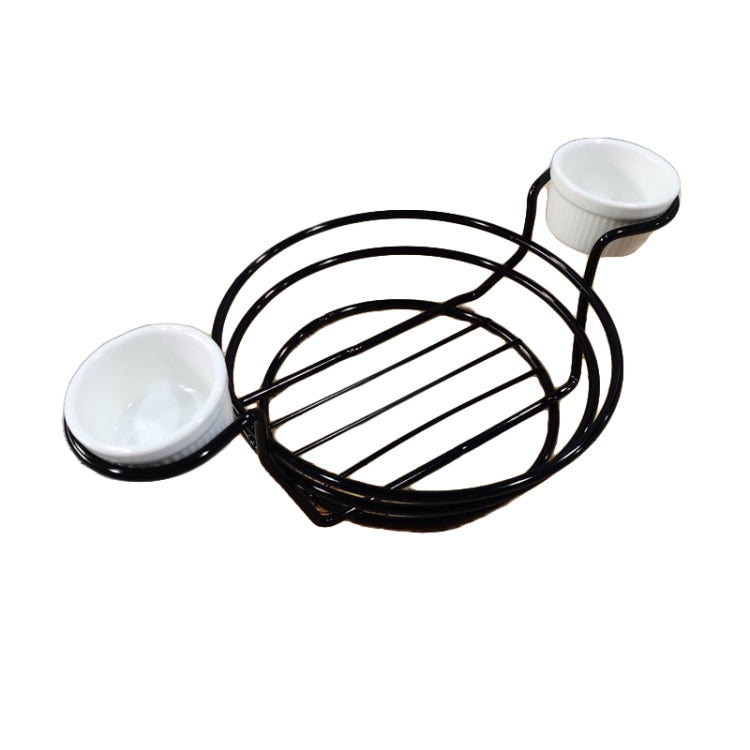Wrought Iron Fruit Portable Storage Basket Bread French Fries Fried Snacks Portable Basket Double Cup Round