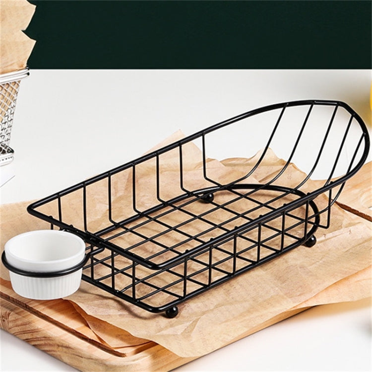 Wrought Iron Fruit Portable Storage Basket Bread French Fries Fried Snacks Portable Basket Single Cup Boat