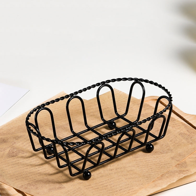 Wrought Iron Fruit Portable Storage Basket Bread French Fries Fried Snacks Portable Basket Oval Hemp Basket