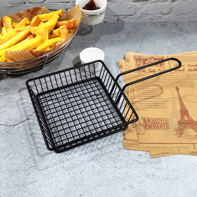 Wrought Iron Fruit Portable Storage Basket Bread French Fries Fried Snacks Portable Basket Square Short Basket