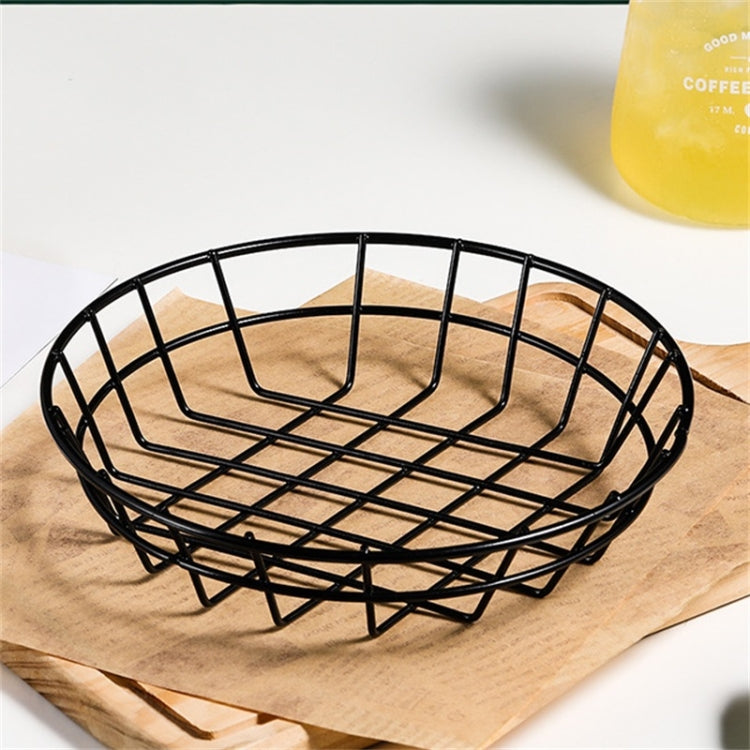Wrought Iron Fruit Portable Storage Basket Bread French Fries Fried Snacks Portable Basket Small Round Wire