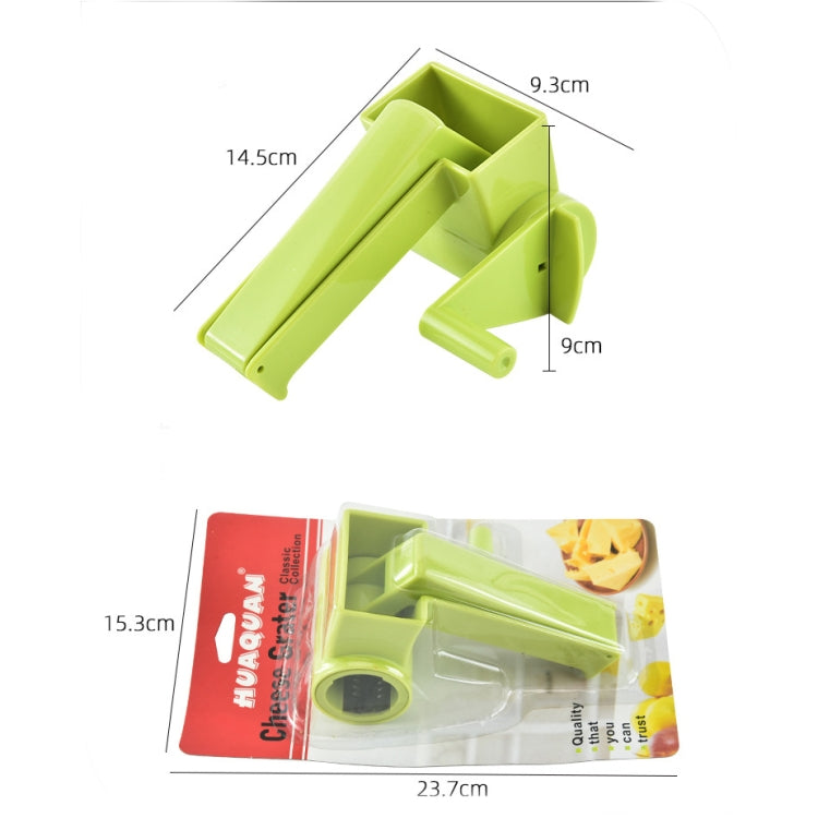 3 PCS Plastic Hand-Cranked Rotary Grater Chocolate Cheese Multi-Function Planer(Green)