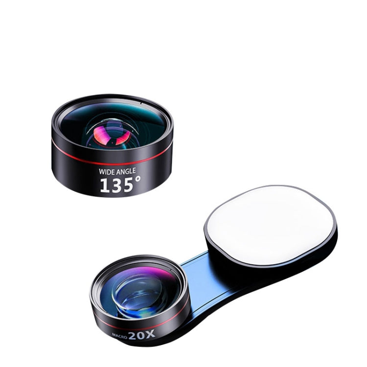 Wide Angle + Macro + Fill Light Mobile Phone Lens Professional Shooting External HD Camera Set