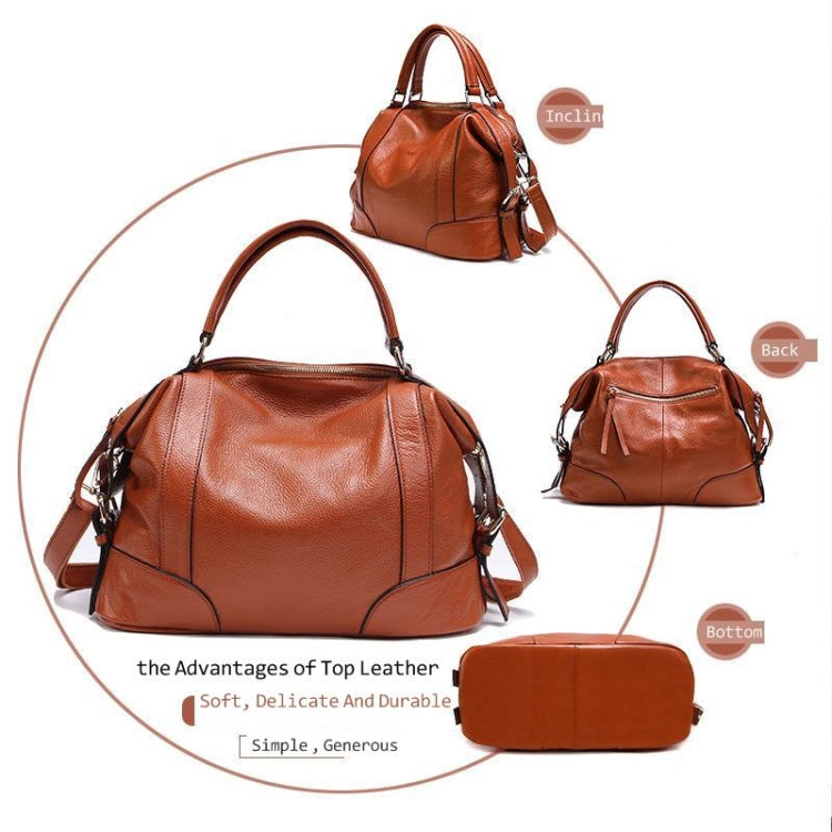 2P1006 Ladies Single-Shoulder Leather Messenger Bag, Colour: Orange (L)