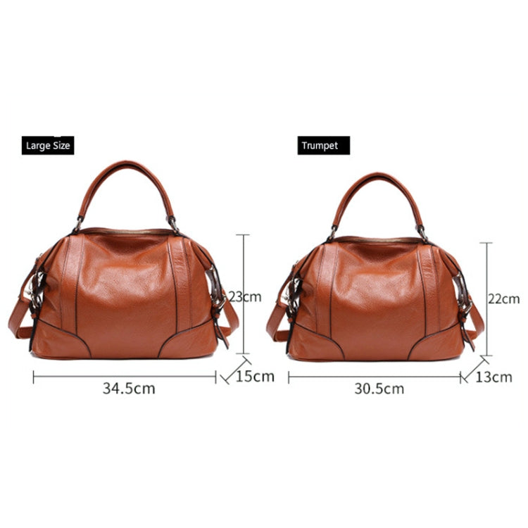2P1006 Ladies Single-Shoulder Leather Messenger Bag, Colour: Brown (L)