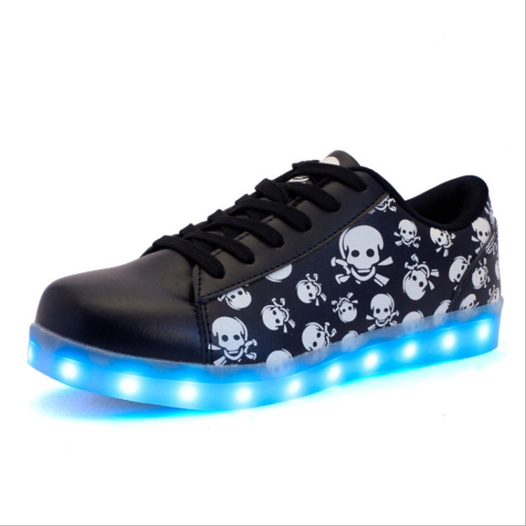 Skull Pattern USB Charging LED Flashing Shoes, Size: 36