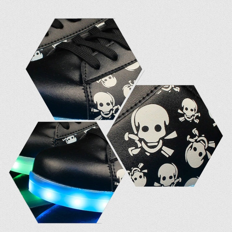 Skull Pattern USB Charging LED Flashing Shoes, Size: 36