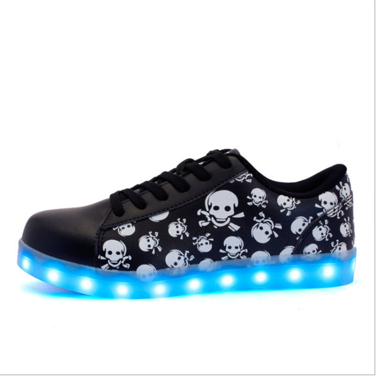 Skull Pattern USB Charging LED Flashing Shoes, Size: 38