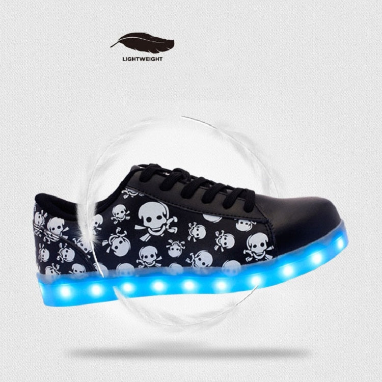 Skull Pattern USB Charging LED Flashing Shoes, Size: 45
