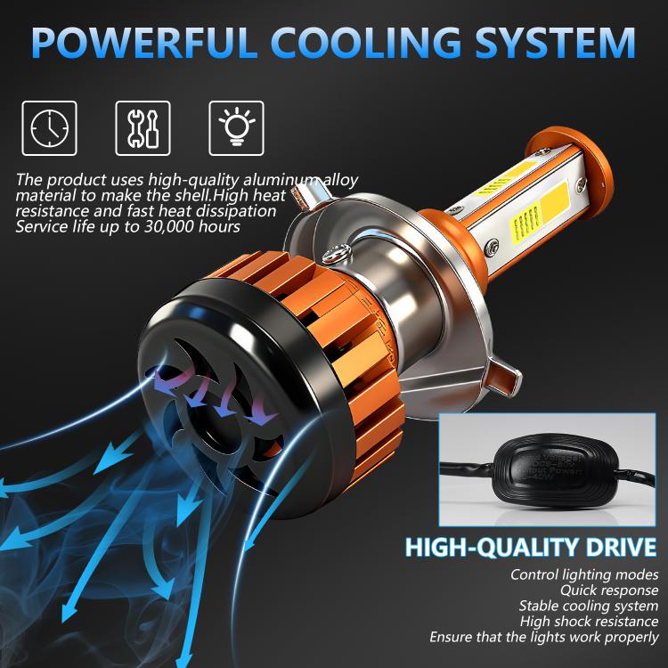 4-Pin Aluminum Alloy Heat Dissipating Motorcycle Three-Sided Headlight, Color: Two Colors