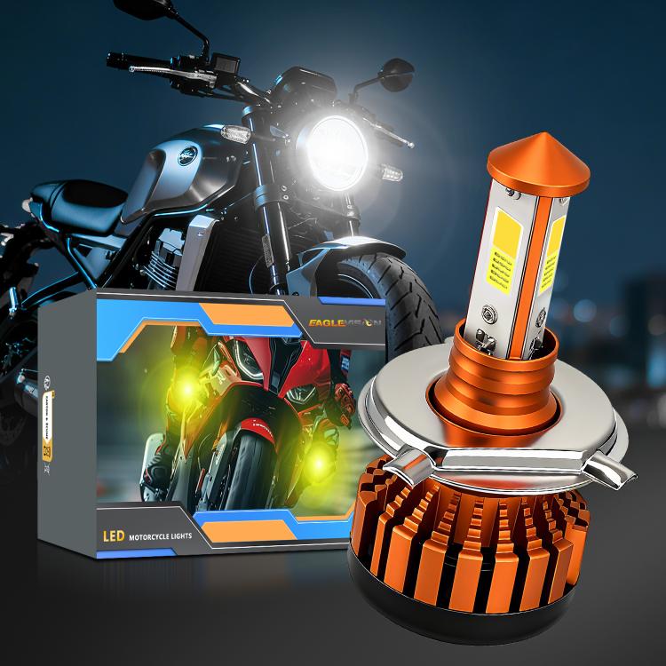 4-Pin Aluminum Alloy Heat Dissipating Motorcycle Three-Sided Headlight, Color: Two Colors