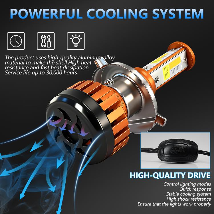 4-Pin Aluminum Alloy Heat Dissipating Motorcycle Three-Sided Headlight, Color: Three Colors