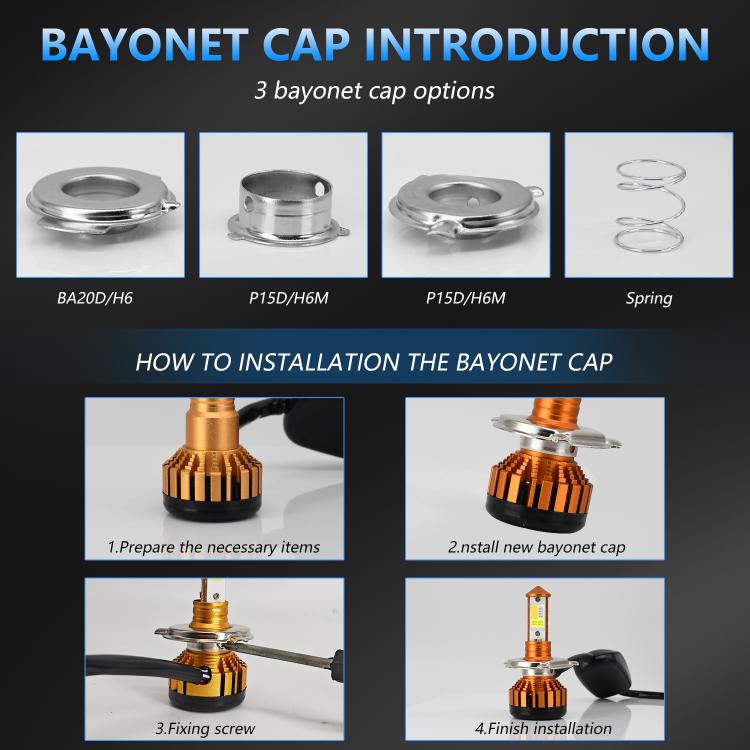 4-Pin Aluminum Alloy Heat Dissipating Motorcycle Three-Sided Headlight, Color: Three Colors