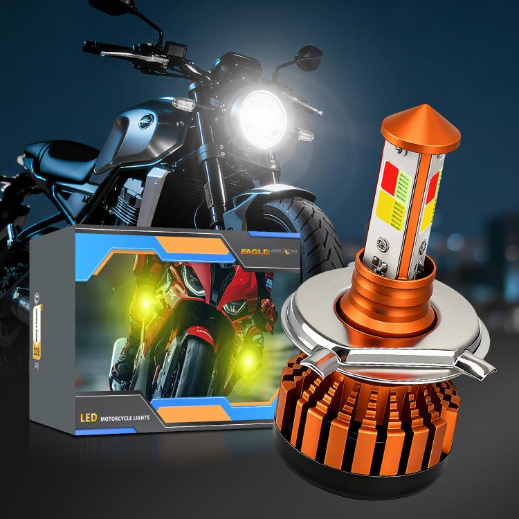 4-Pin Aluminum Alloy Heat Dissipating Motorcycle Three-Sided Headlight, Color: Four Colors