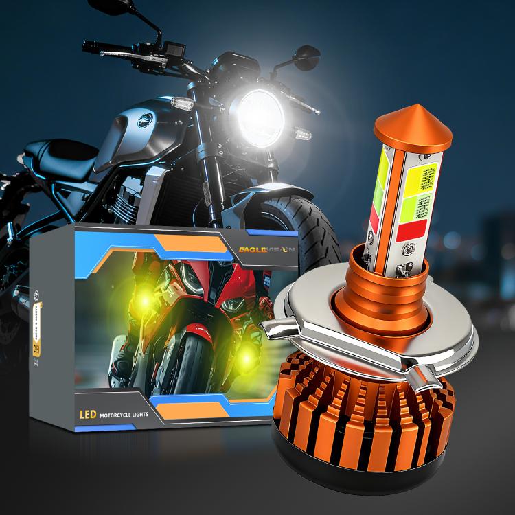 4-Pin Aluminum Alloy Heat Dissipating Motorcycle Three-Sided Headlight, Color: Five Colors