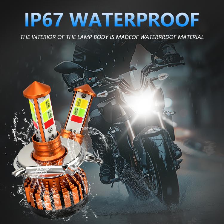4-Pin Aluminum Alloy Heat Dissipating Motorcycle Three-Sided Headlight, Color: Five Colors