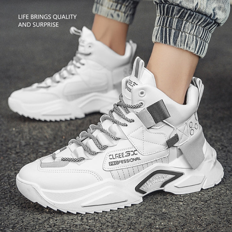 Spring And Autumn High-Top Clunky Sneaker Thick-Soled Sports Shoes Men Running Shoes, Size: 44