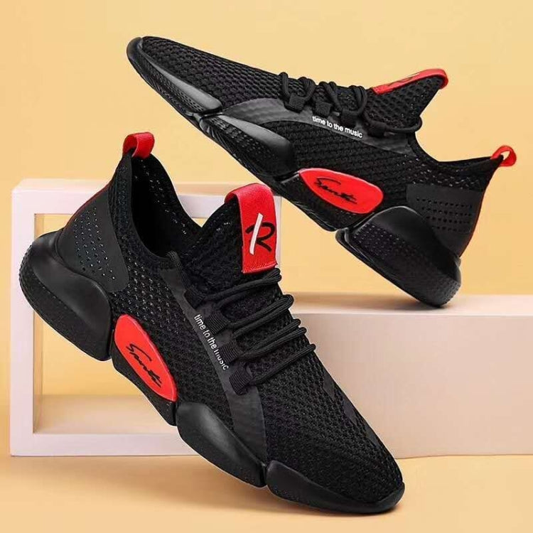 Spring Breathable Running Shoes Couple Models Student Casual Shoes Flying Woven Sports Shoes, Size: 36(Black)