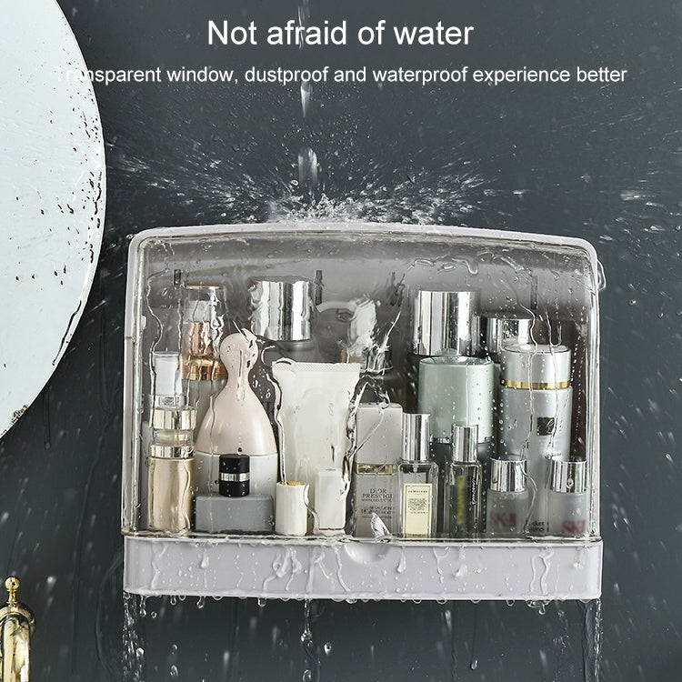 Wall-Mounted Transparent Cosmetic Storage Box Large-Capacity Bathroom And Kitchen Dustproof And Waterproof Flip Rack
