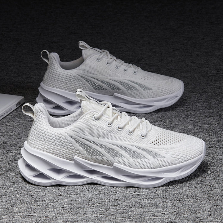 Breathable Fly Woven Mesh Shoes Men Casual Sports Running Shoes, Size: 43(White)