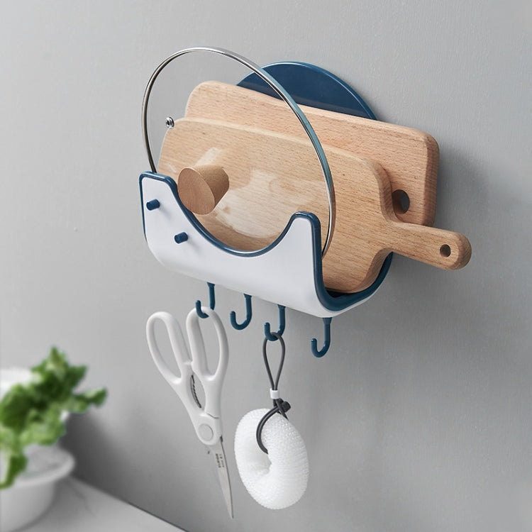Kitchen Wall-Mounted Punch-Free Pot Cover Rack With Hook Cutting Board Storage Rack