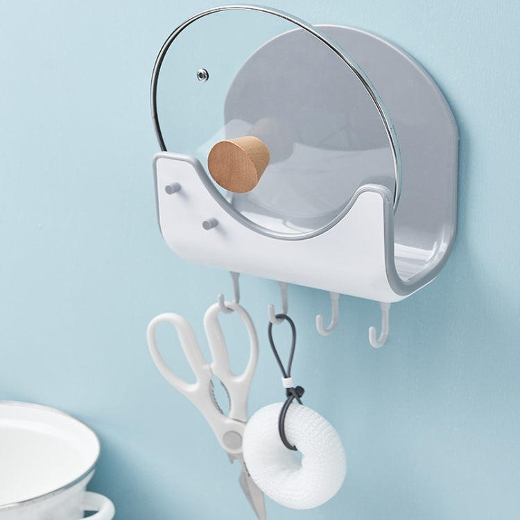 Kitchen Wall-Mounted Punch-Free Pot Cover Rack With Hook Cutting Board Storage Rack