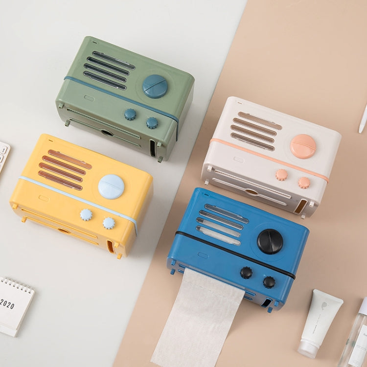 Wall-Mounted Waterproof Retro Radio Tissue Box Punch-Free Mobile Phone Bathroom Shelf Pumping