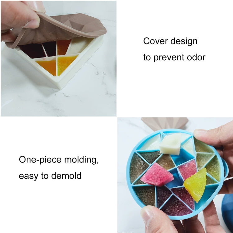 2 PCS Creative Silicone Ice Tray  DIY Ice Cube Mold With Lid, Specification: Diamond (Khaki)