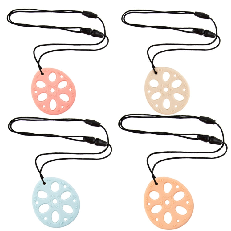 M010093 4 PCS Silicone Lotus Root Tablets Baby Soothing Teether Children Molars Toys Maternal And Child Supplies, Colour: Blue With Lanyard