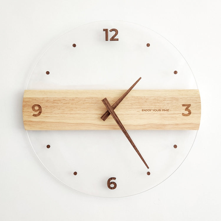 16inch Simple Solid Wood Acrylic Glass Wall Clock Home Living Room Wall Clock Decorative Clock