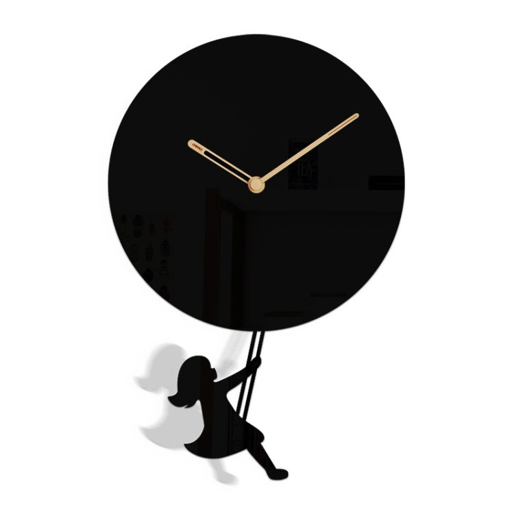 Swing Simple Personality Wall Clock Living Room Bedroom Wall Decoration Acrylic Clock(Black)