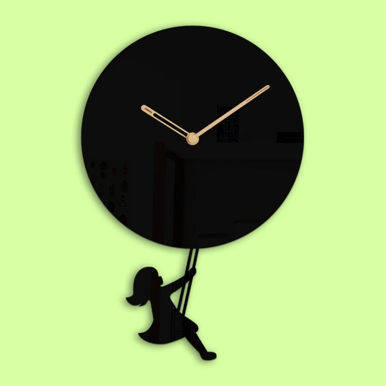 Swing Simple Personality Wall Clock Living Room Bedroom Wall Decoration Acrylic Clock(Black)