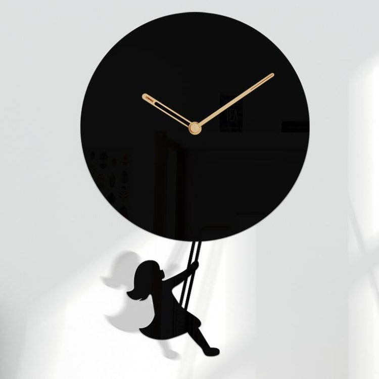 Swing Simple Personality Wall Clock Living Room Bedroom Wall Decoration Acrylic Clock(Black)