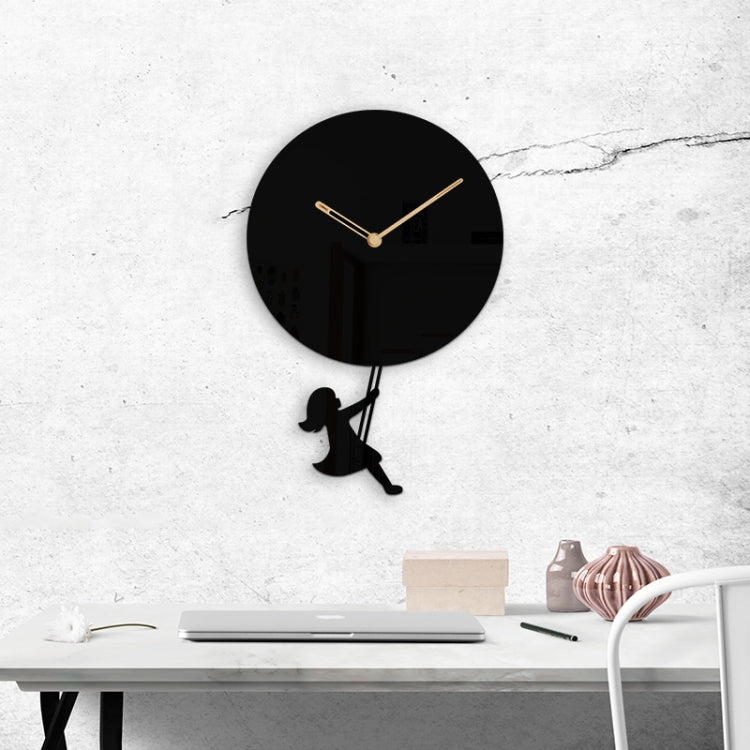 Swing Simple Personality Wall Clock Living Room Bedroom Wall Decoration Acrylic Clock(Black)