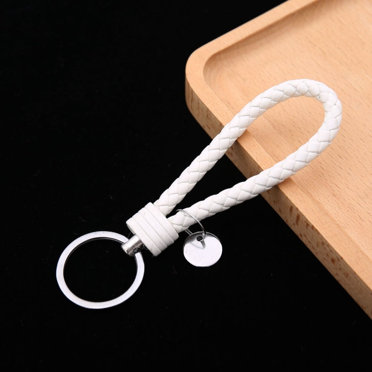 100 PCS Woven Leather Cord Keychain Car Pendant Leather Key Ring Baotou With Small Round Piece