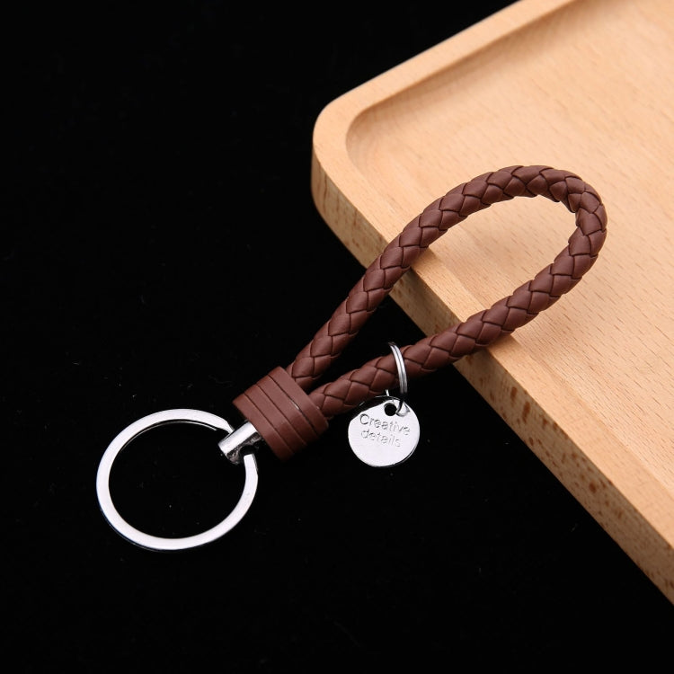 100 PCS Woven Leather Cord Keychain Car Pendant Leather Key Ring Baotou With Small Round Piece