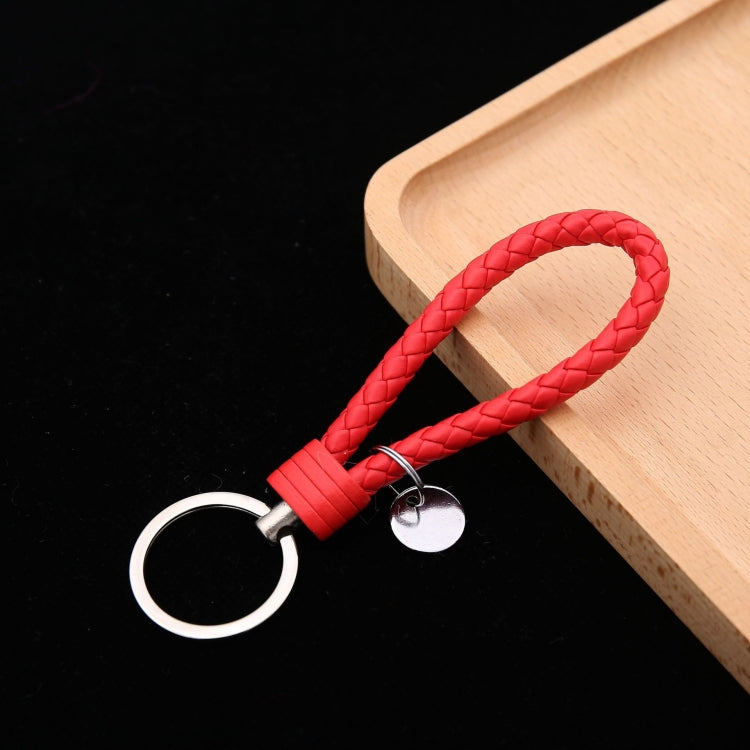 100 PCS Woven Leather Cord Keychain Car Pendant Leather Key Ring Baotou With Small Round Piece