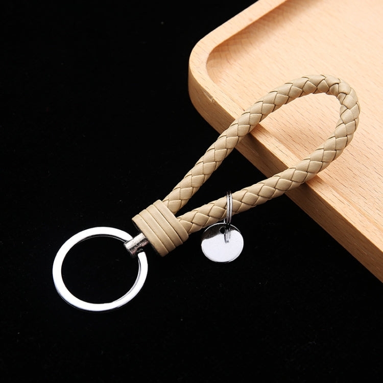 100 PCS Woven Leather Cord Keychain Car Pendant Leather Key Ring Baotou With Small Round Piece