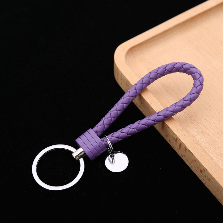 100 PCS Woven Leather Cord Keychain Car Pendant Leather Key Ring Baotou With Small Round Piece