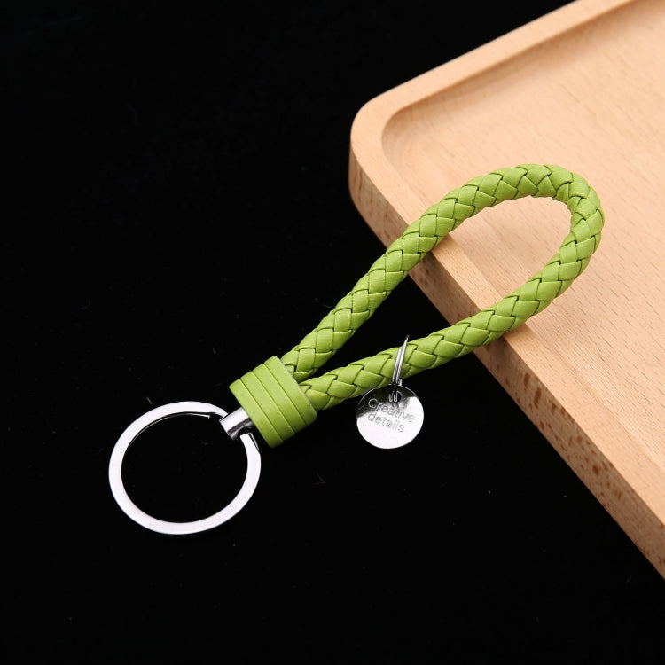 100 PCS Woven Leather Cord Keychain Car Pendant Leather Key Ring Baotou With Small Round Piece